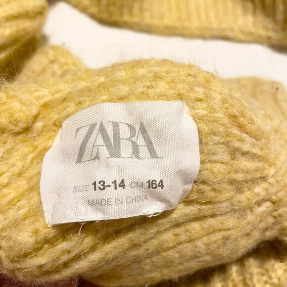 Zara Long Knit Yellow Scarf Ruffle Rouched Wrap Around Neck Warmer Youth - Picture 3 of 13